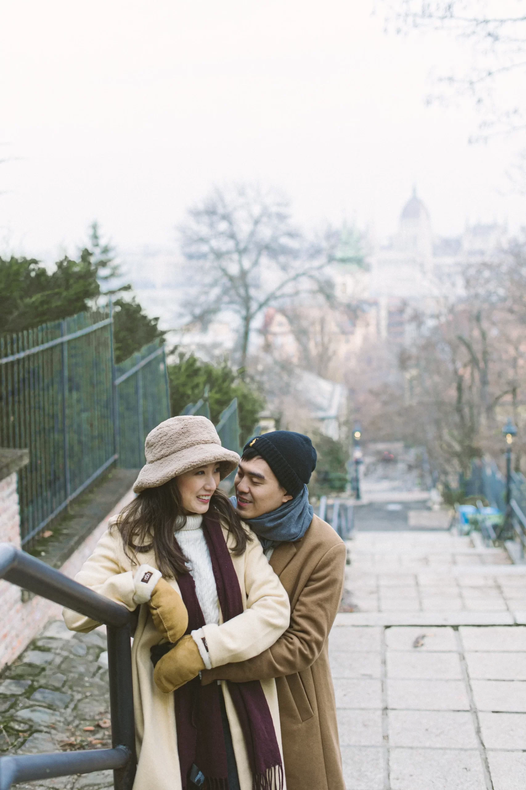 Natural couple portrait during a Budapest photoshoot