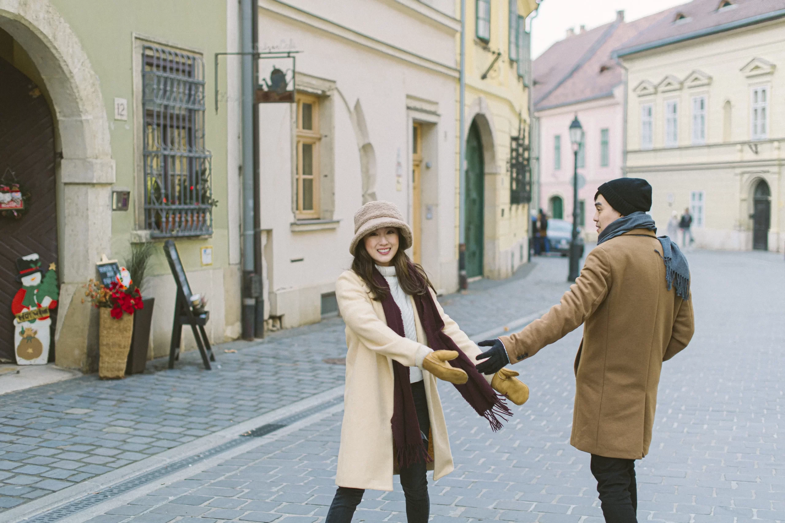 Couple during a Budapest pre-wedding photoshoot