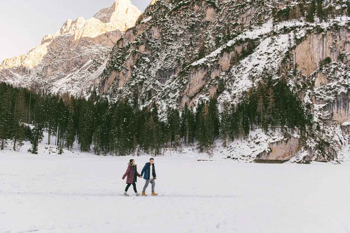Wedding couple photographed in the Italian Dolomites