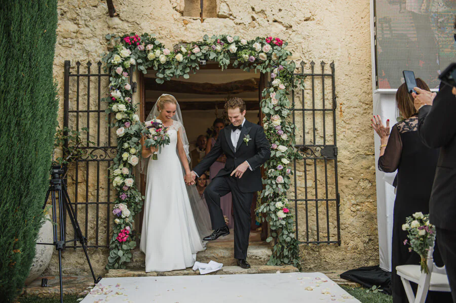 the happy couple after the wedding ceremony in Antibes