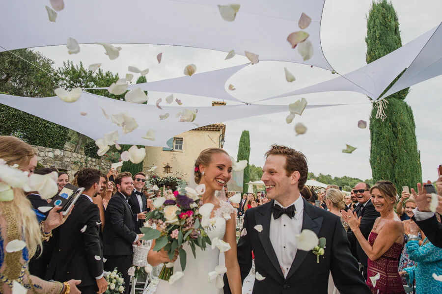 bride and groom after wedding ceremony
