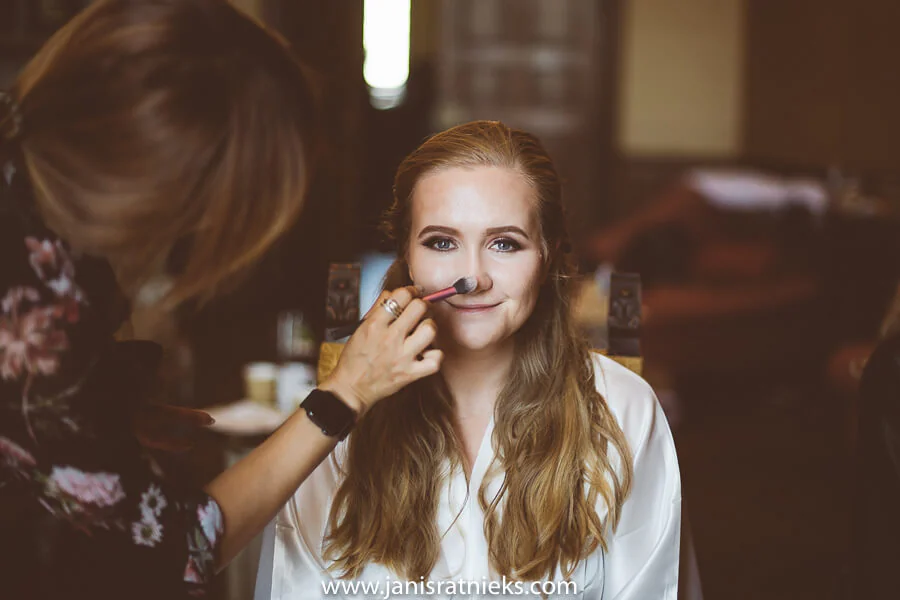 happy bride getting ready