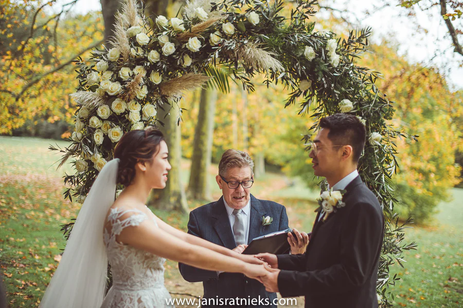 Wedding arch and master of the ceremony