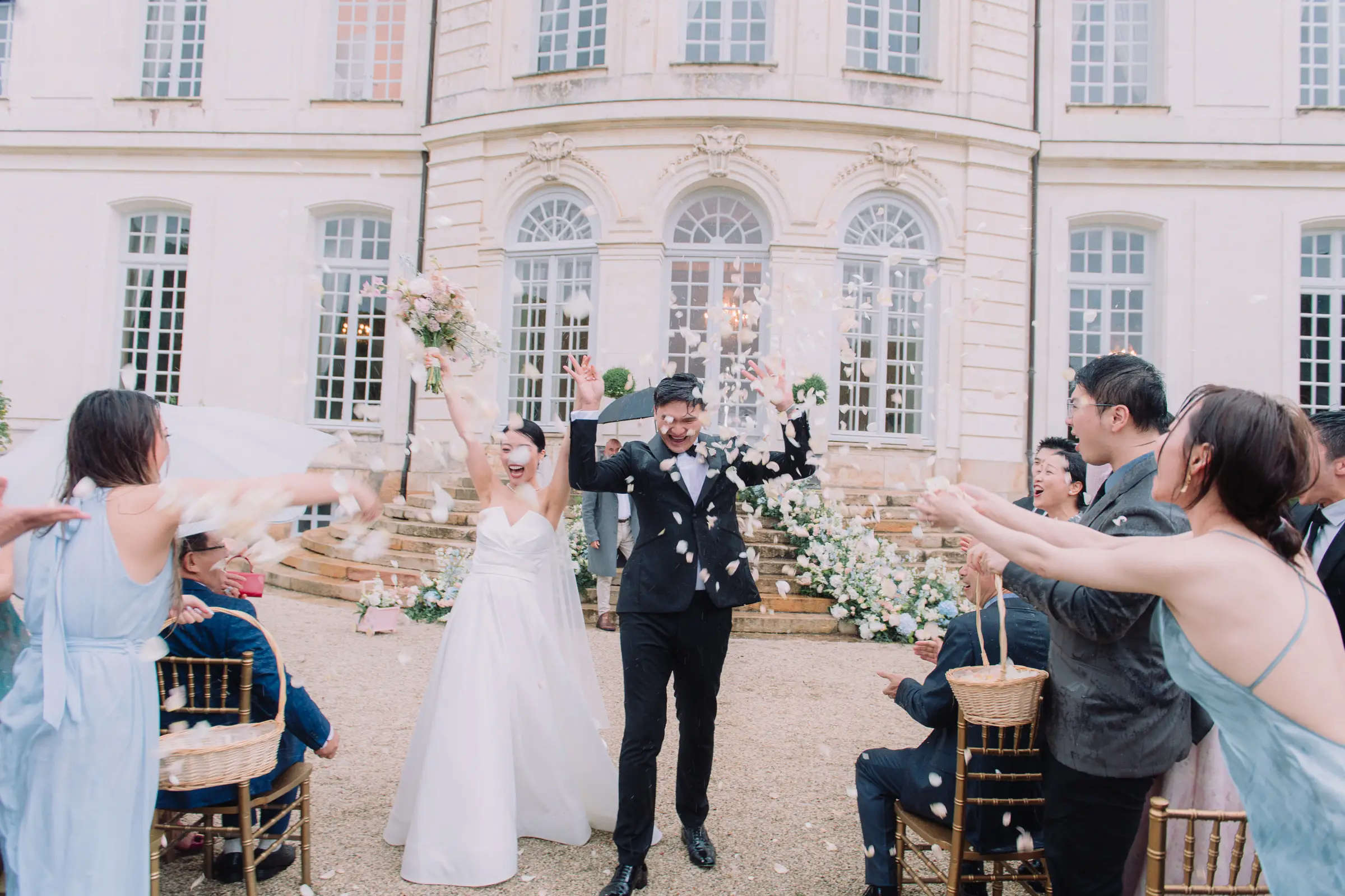 A garden ceremony, summer rain and an evening that ended in fireworks