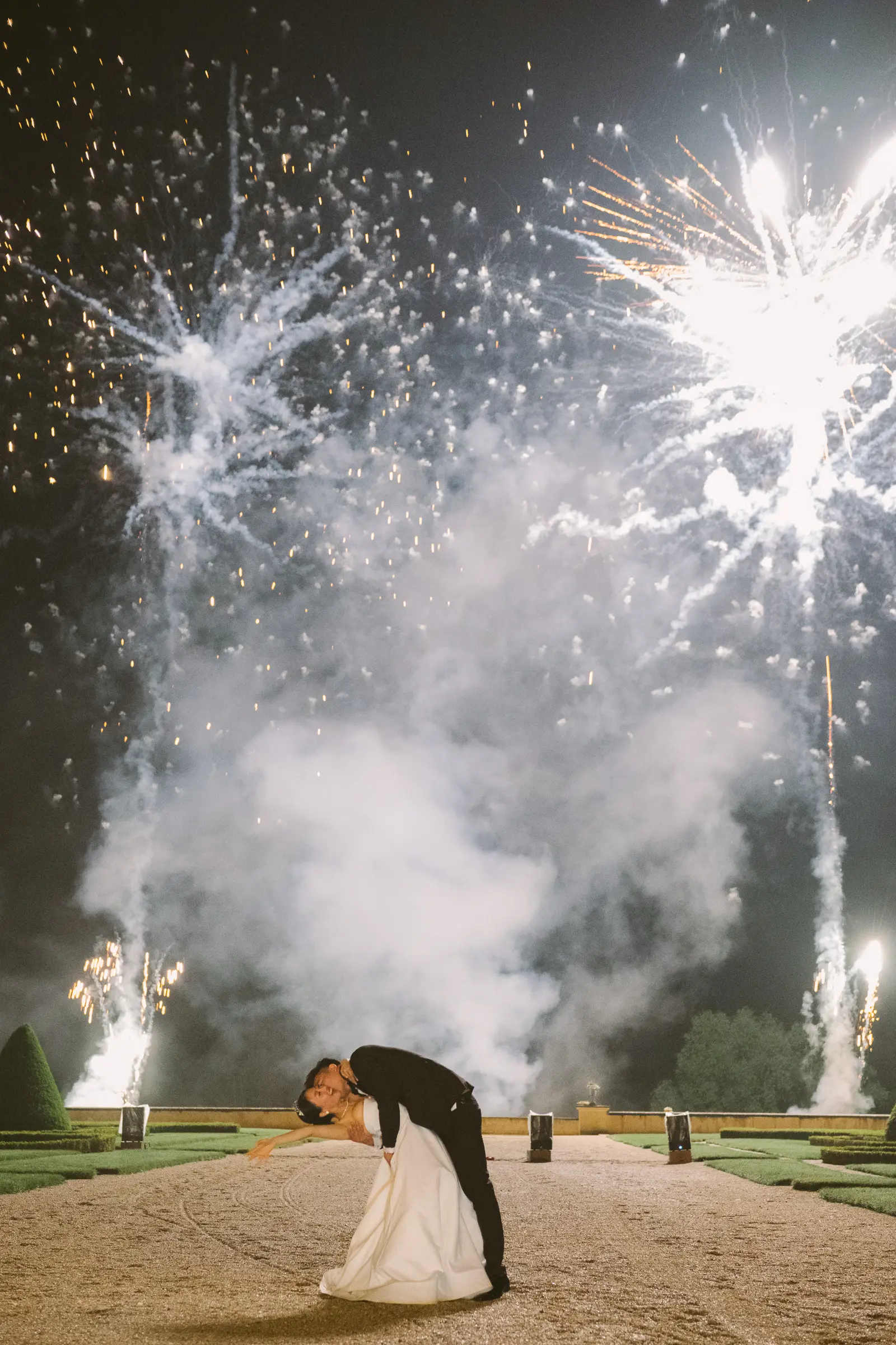 A garden ceremony, summer rain and an evening that ended in fireworks