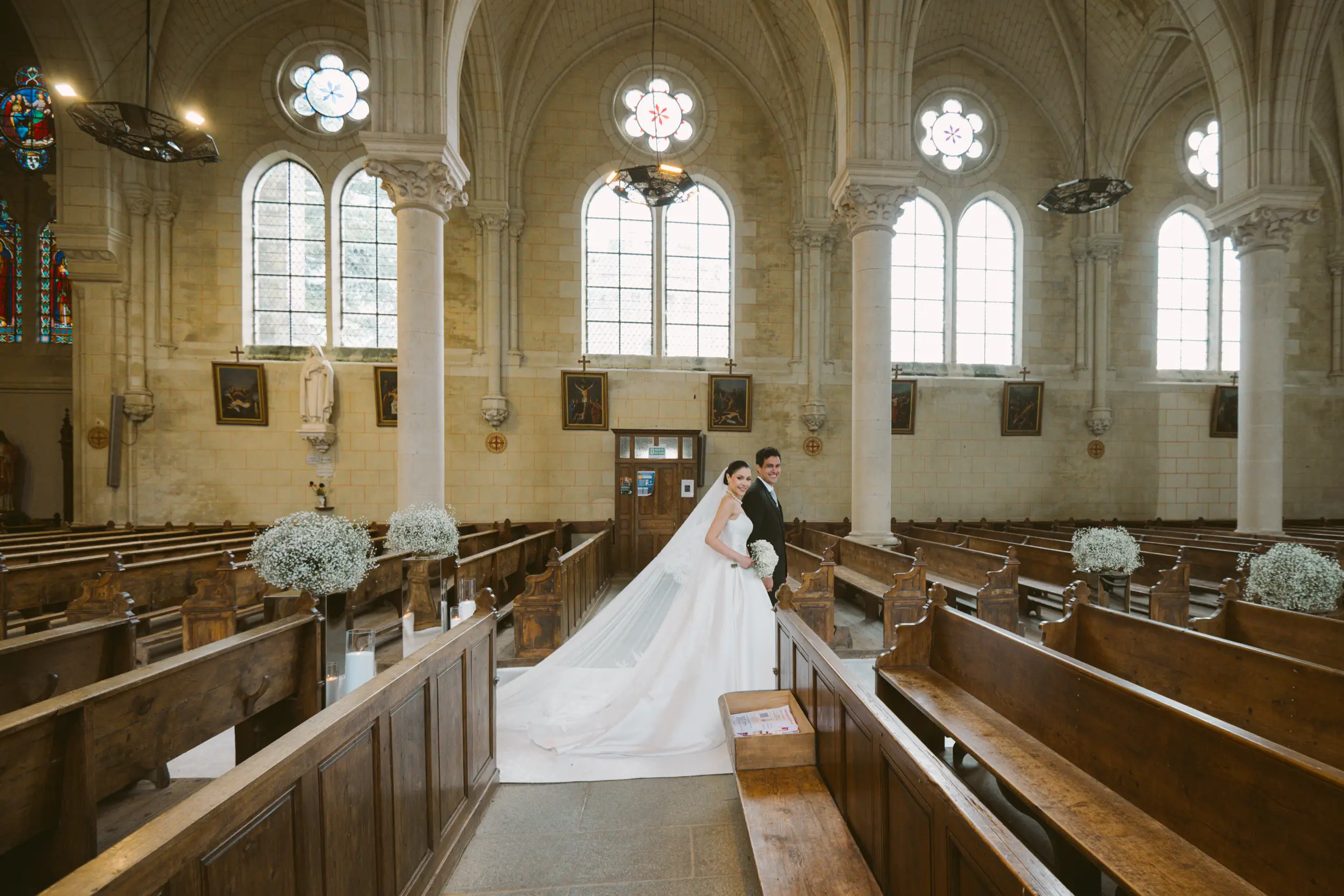 Château Challain wedding — village church ceremony