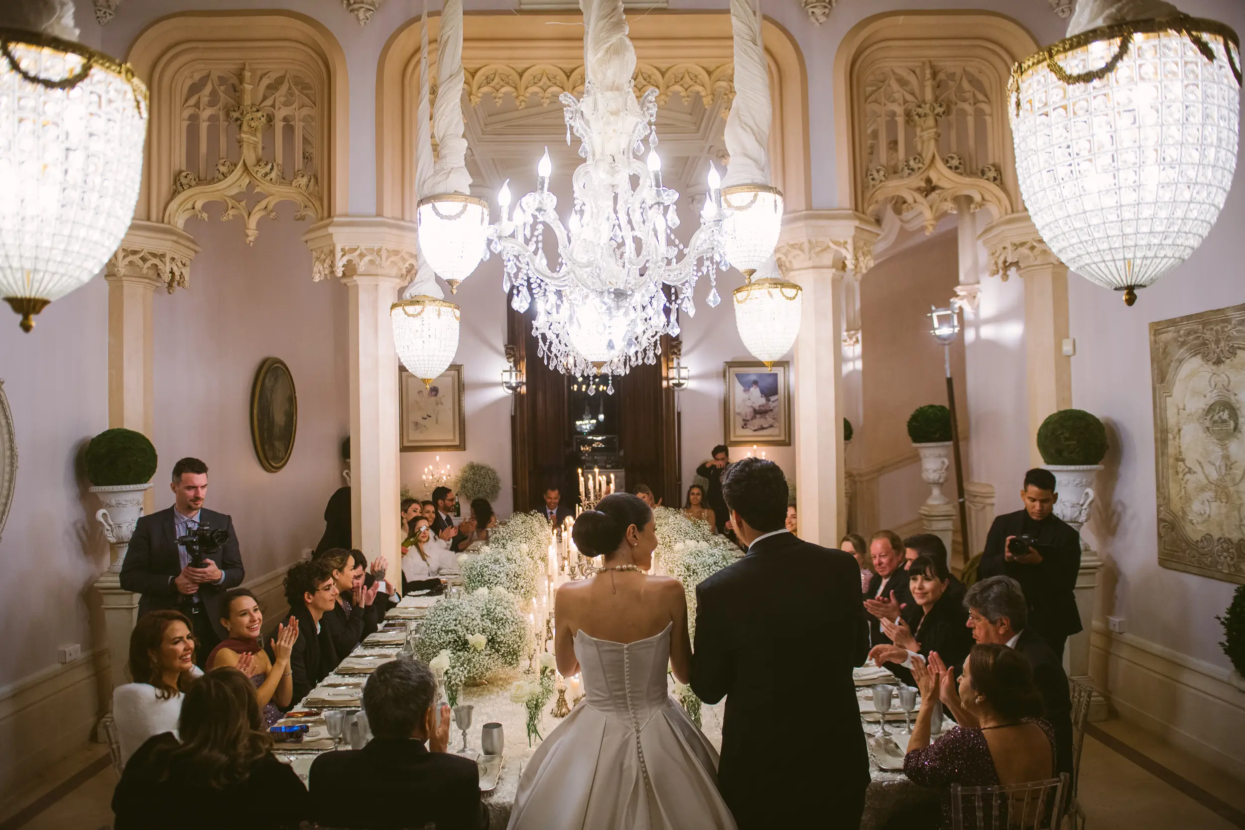 Château Challain wedding — lobby reception party