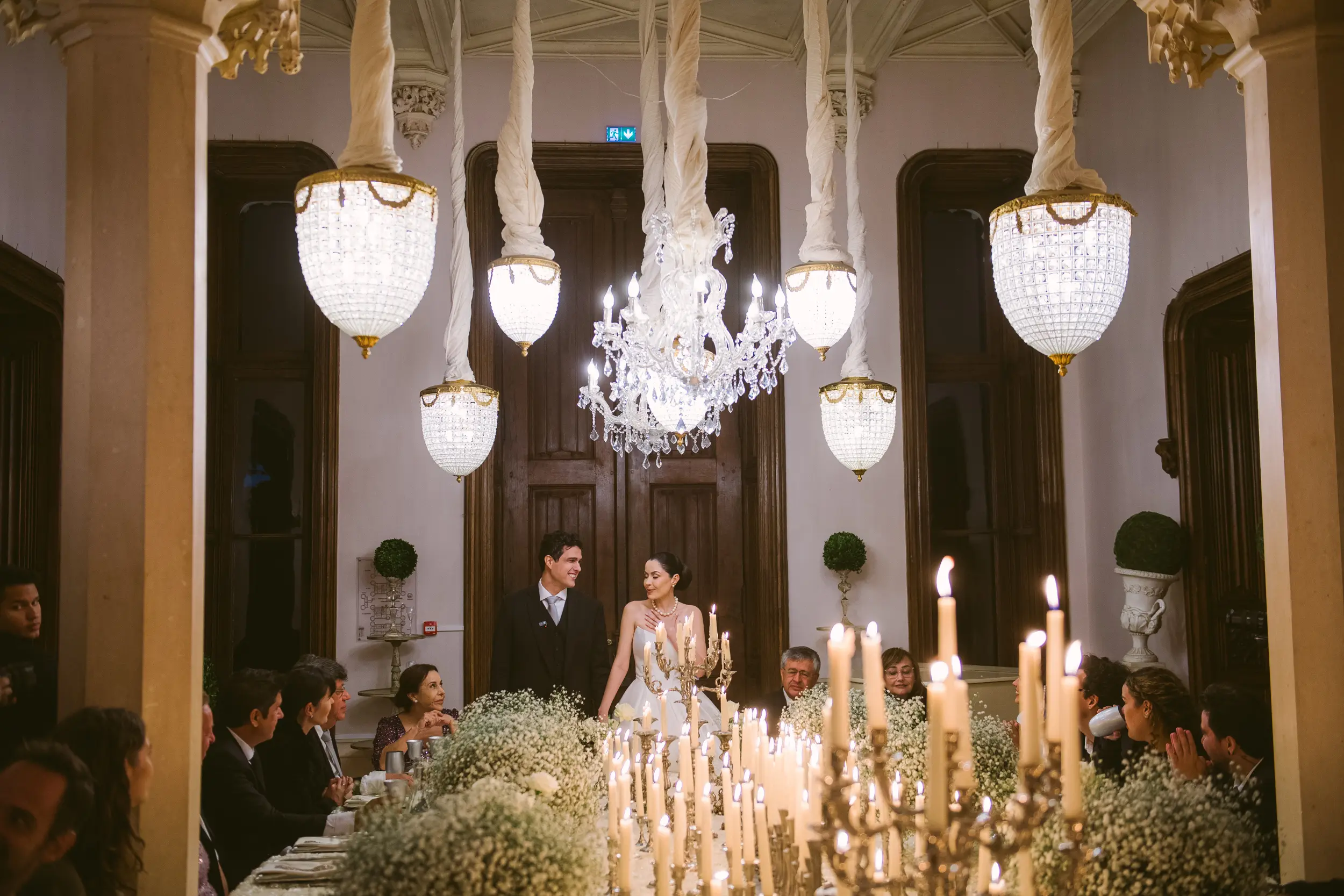 Château Challain wedding — lobby reception party