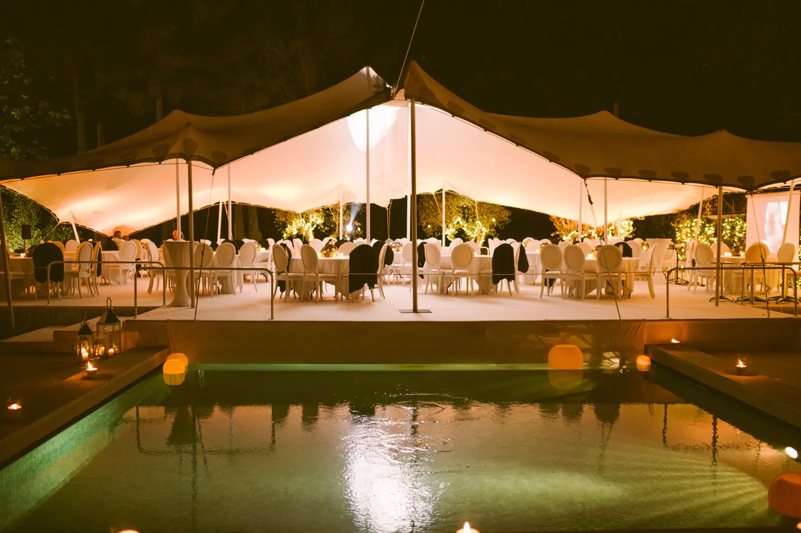 Catherine and Philip’s Royal Mougins poolside dinner and evening celebration
