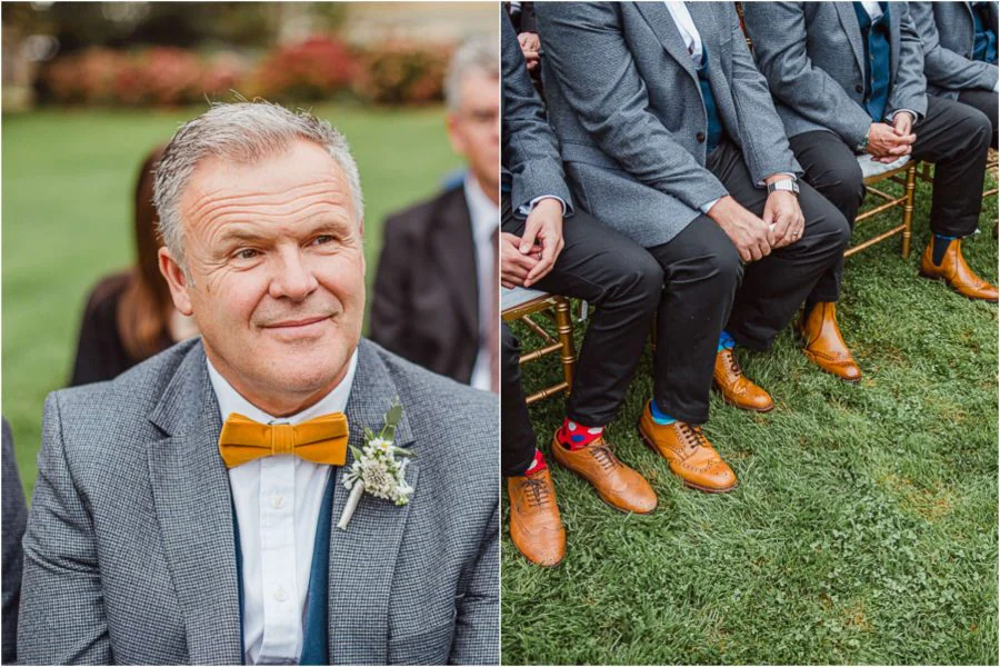 khaki bow tie wedding