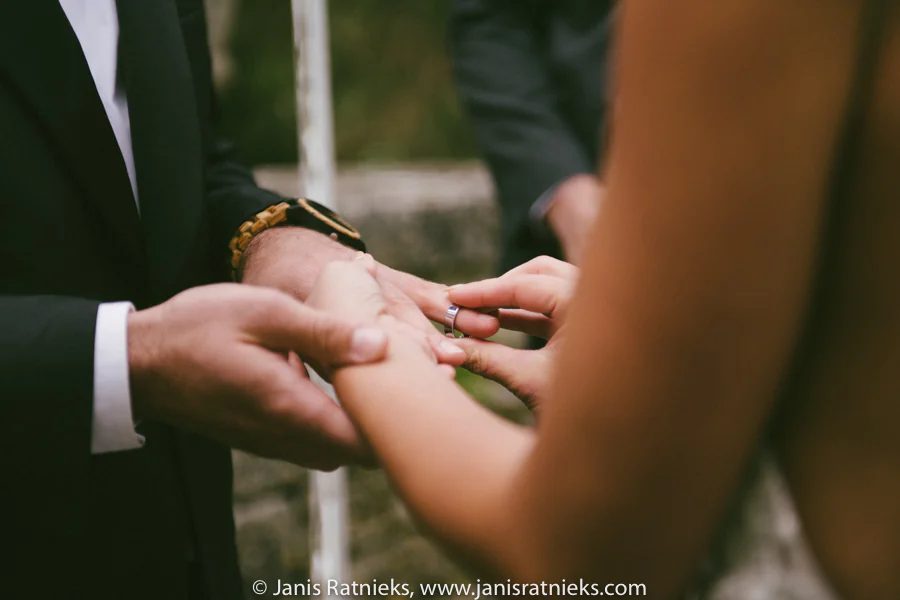 Wedding ring exchange during the outdoor ceremony