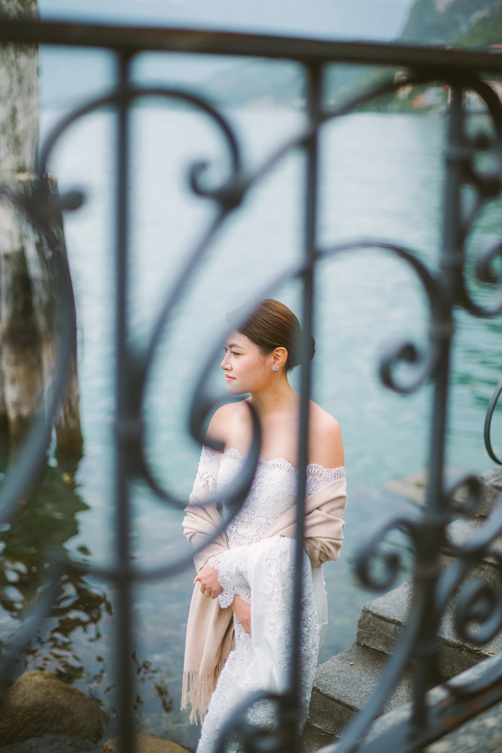 Jane and Lucas on Lake Como during their Riva boat elopement portraits, photograph 43