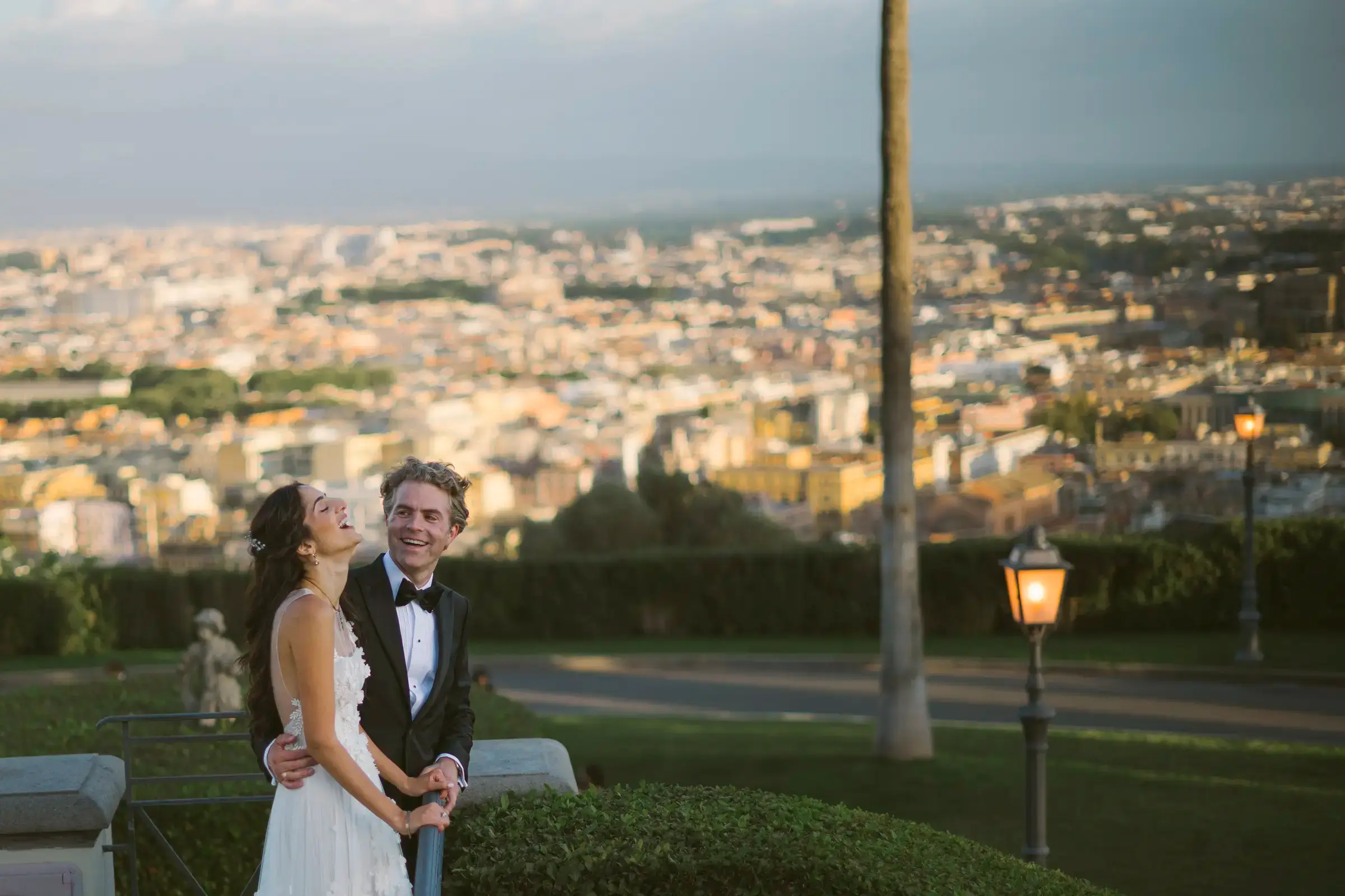 Ceremony, terrace and Rome changing towards evening