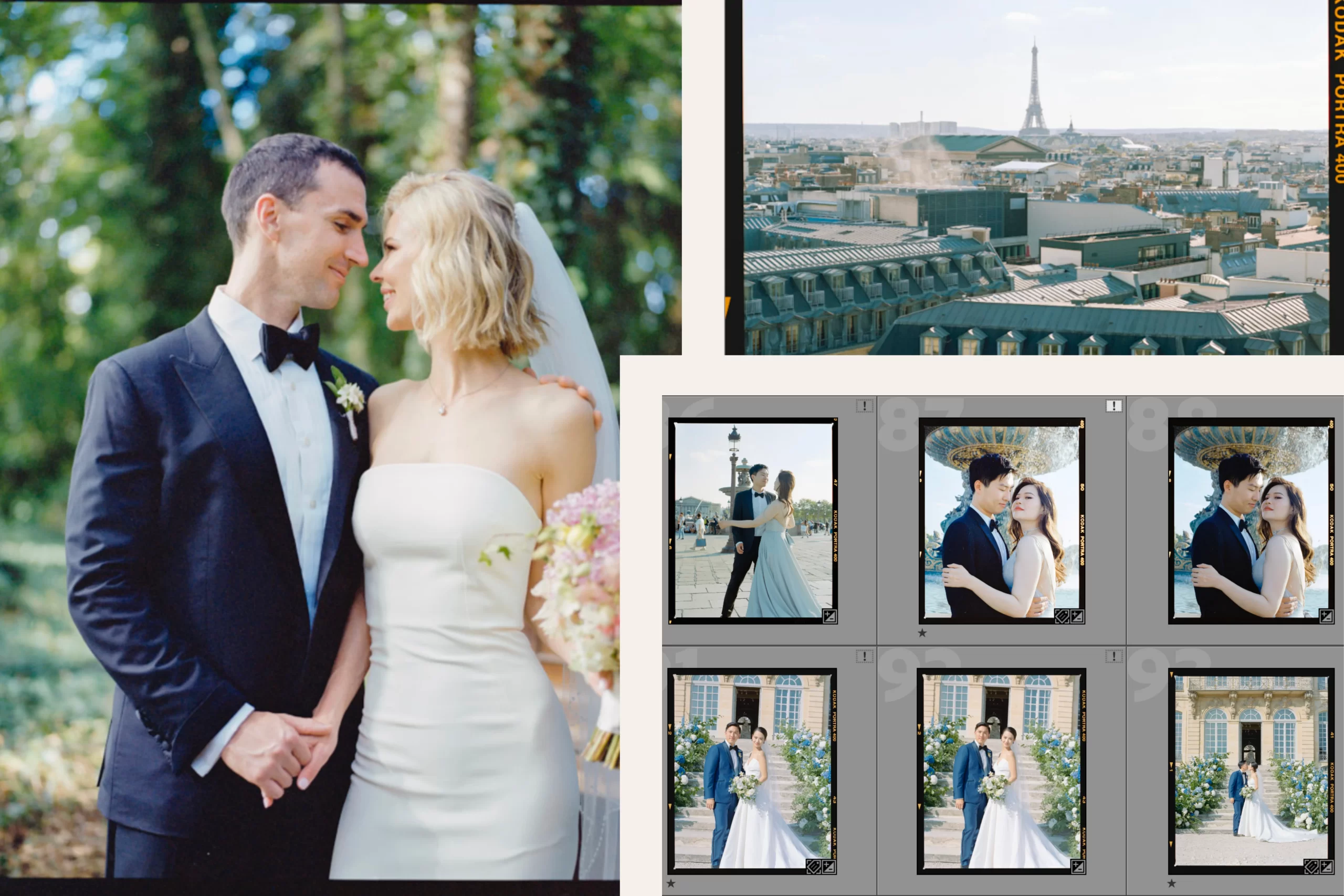 Film wedding photography detail for a French château celebration