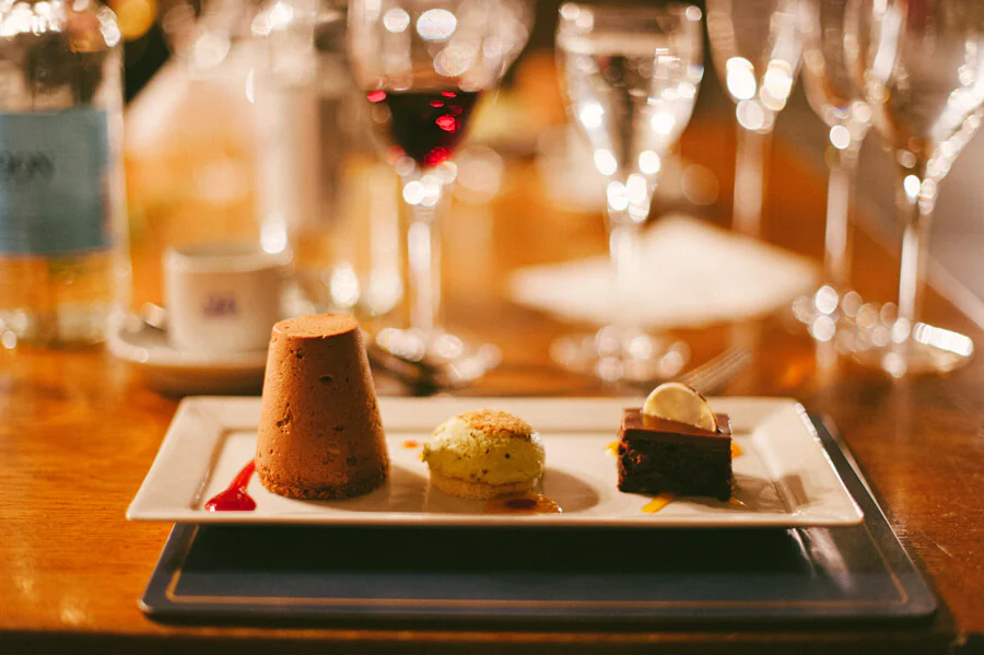 three wedding deserts on one plate