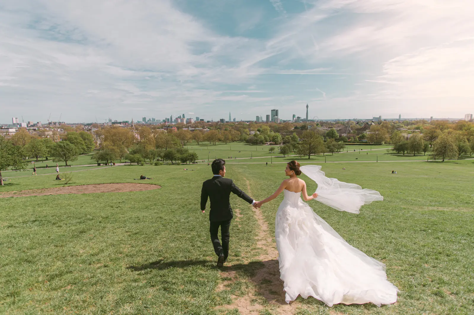 Spring pre-wedding portrait of a couple in London
