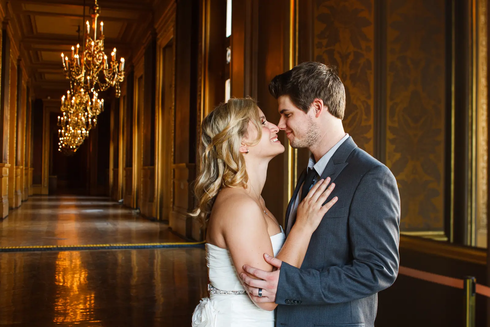 Elegant pre-wedding photography inside Palais Garnier in Paris