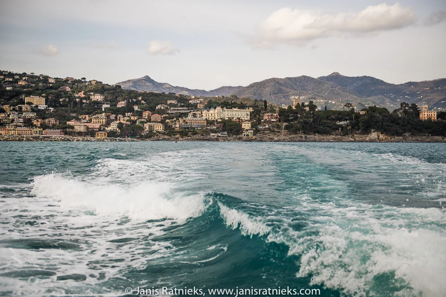 Ferry wake across the Gulf of Tigullio between Portofino and Santa Margherita Ligure