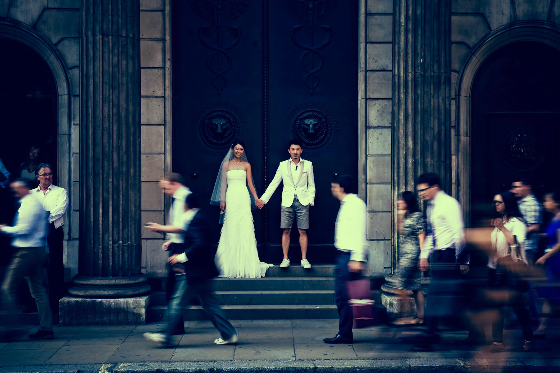 Pre-wedding couple photographed in London