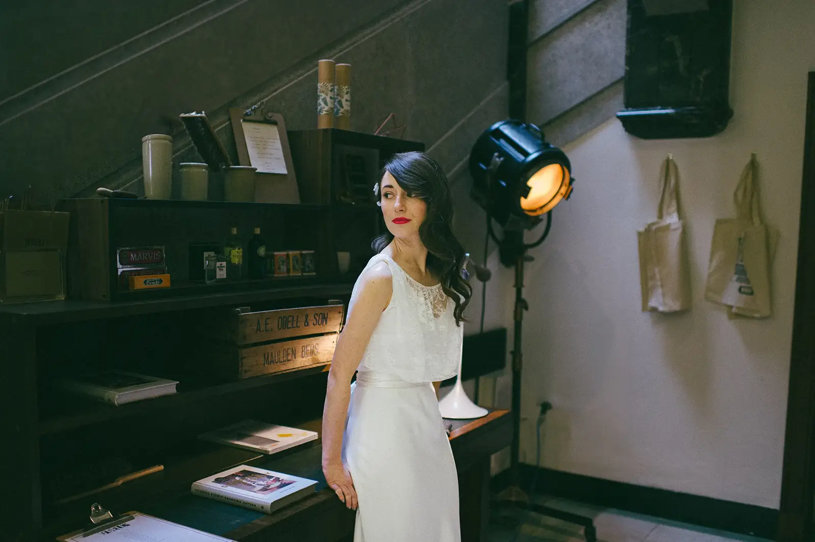 Bride portrait during London hotel wedding preparations