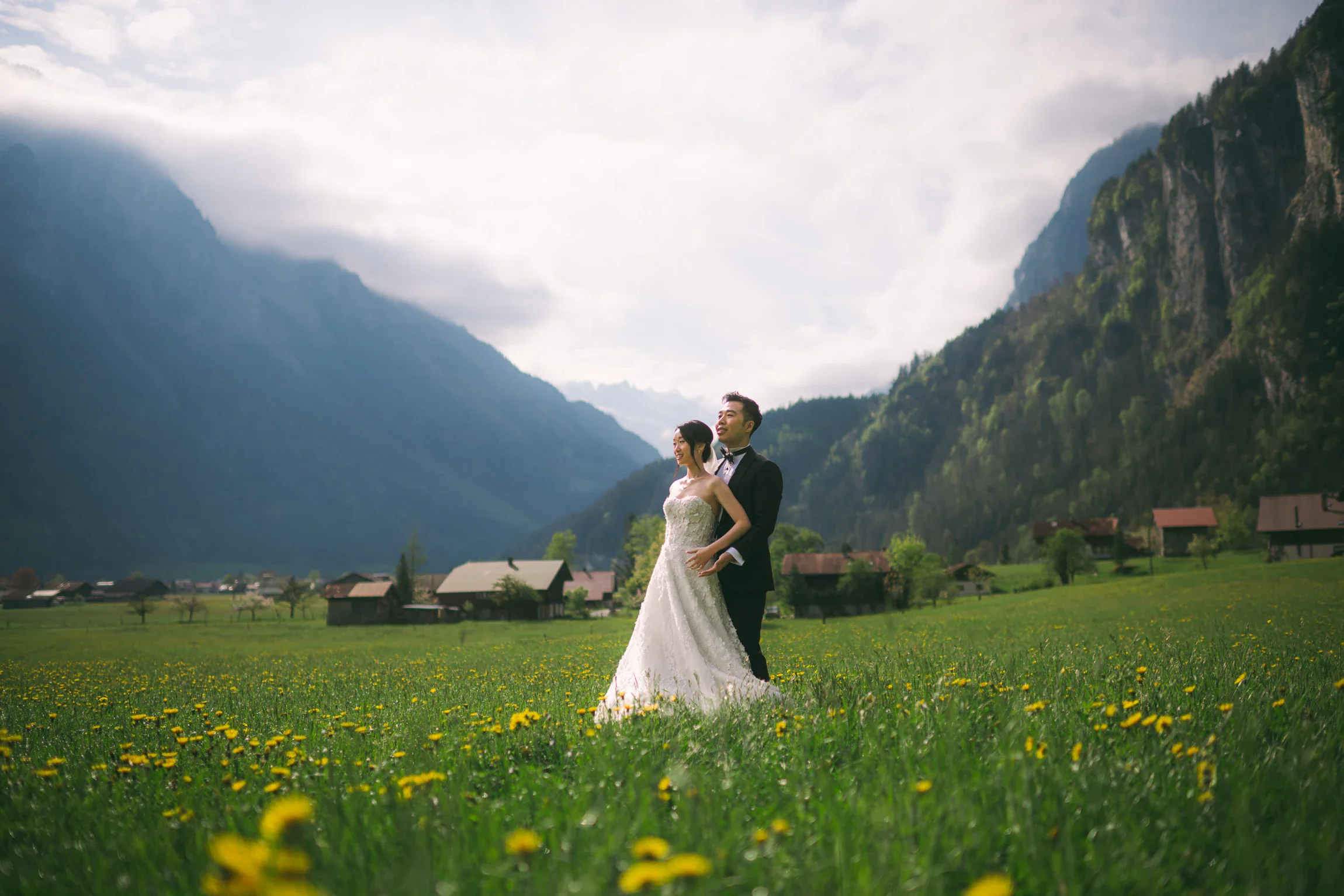 Swiss Alps pre-wedding photography: swiss alps pre wedding crocus meadow morning light