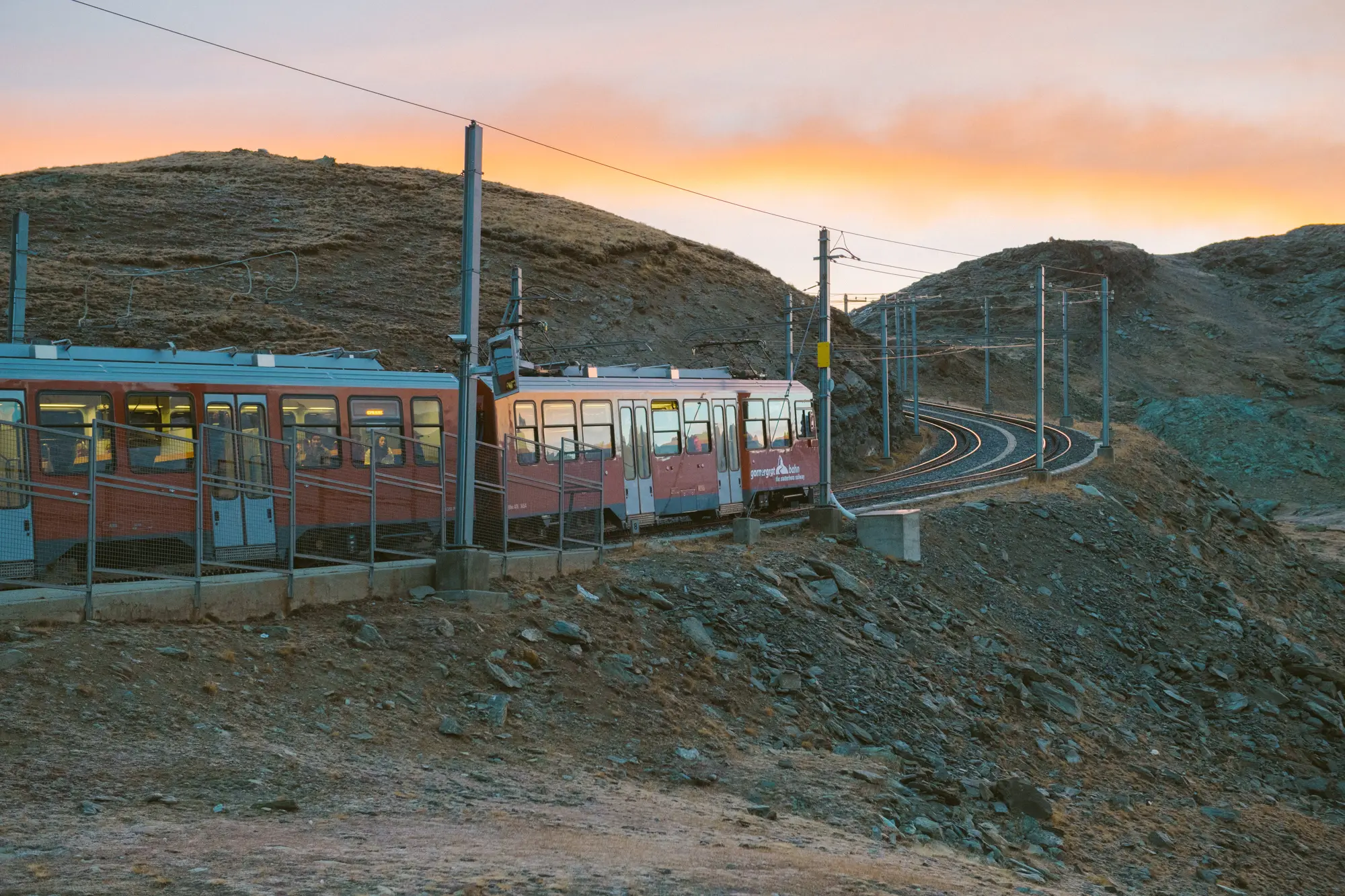 Image 38: train to the pre-wedding photography location in Swiss Alps