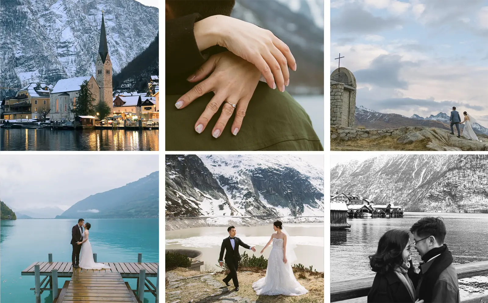 Swiss Alps pre-wedding photography in evening mountain light