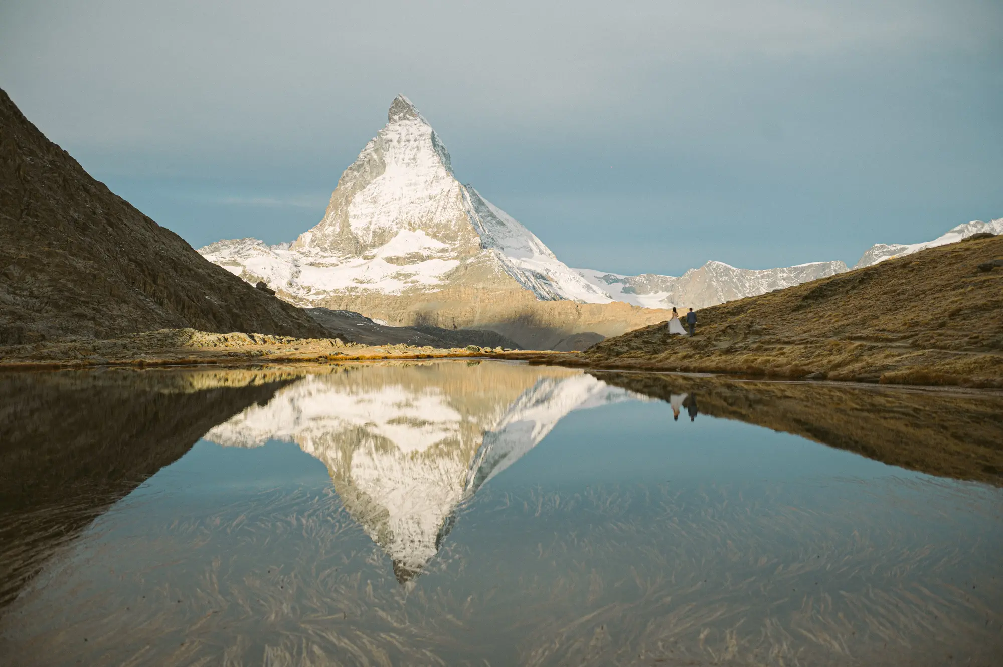 Pre-wedding couple in Zermatt with the Swiss Alps landscape