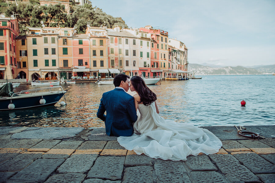 Modern Portugal elopement at colorful Pena Palace