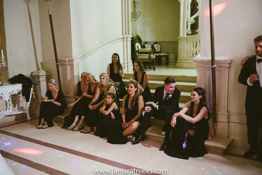 black dressed bridesmaids