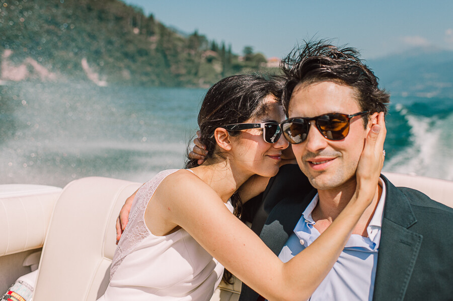 wedding photography in Riva boat Lake Como