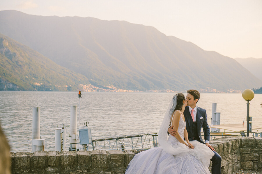 bride and groom wedding photography near the lake Como
