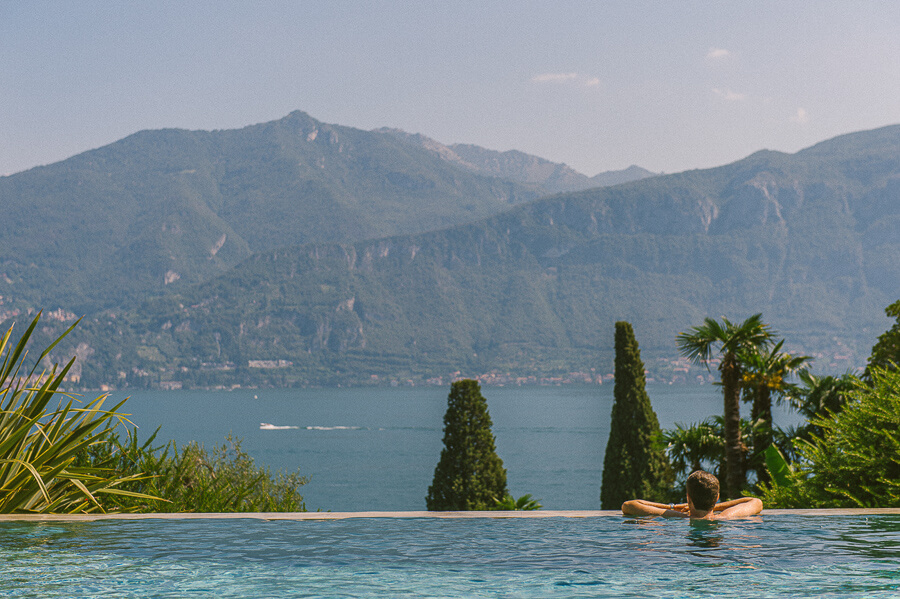 infinity pool overlooking lake Como in villa Giuseppina