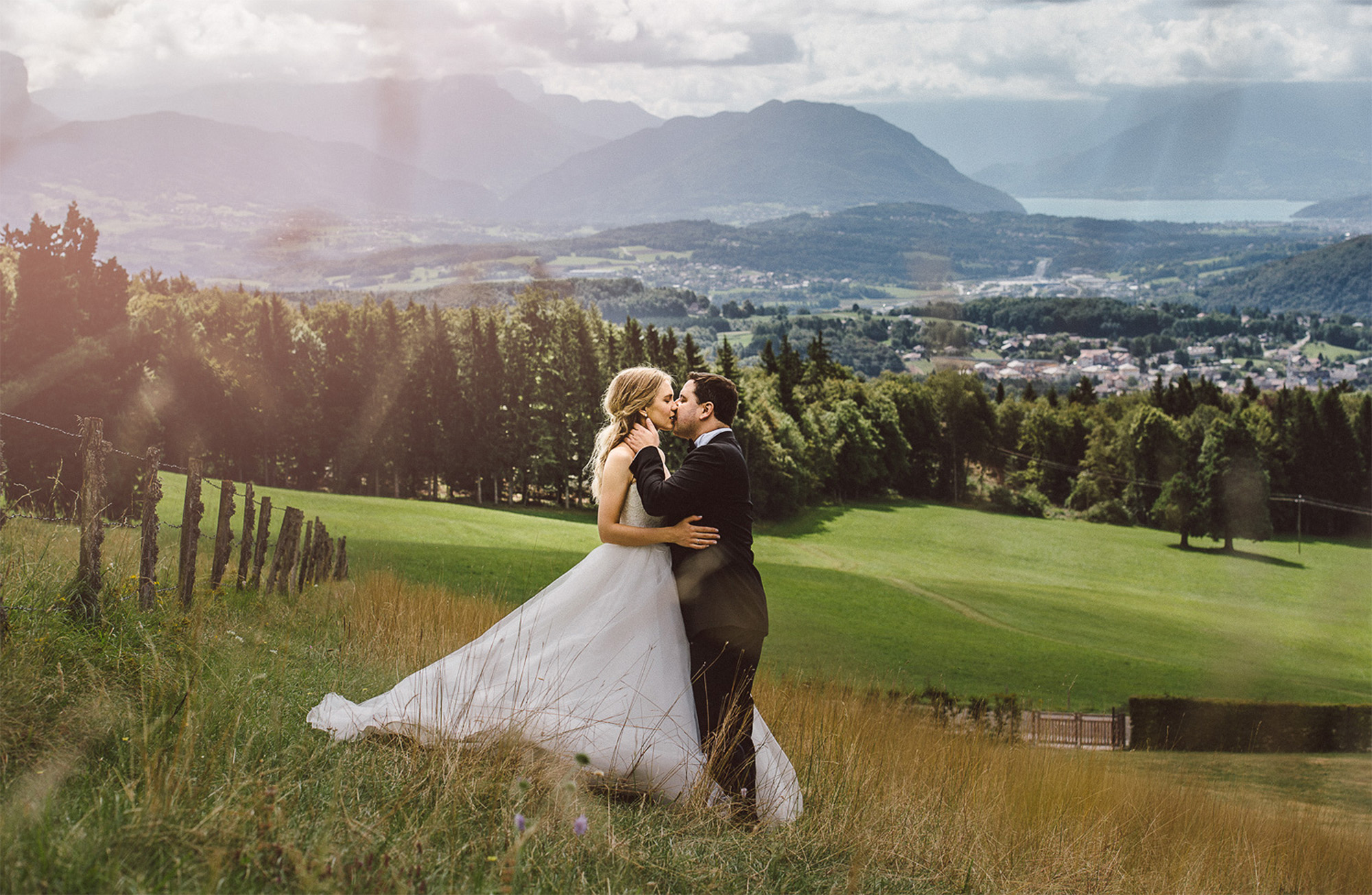 A glimpse into the couple's romantic wedding day, immortalized by Janis Ratnieks's skillful photography, showcasing the magic of a European setting.