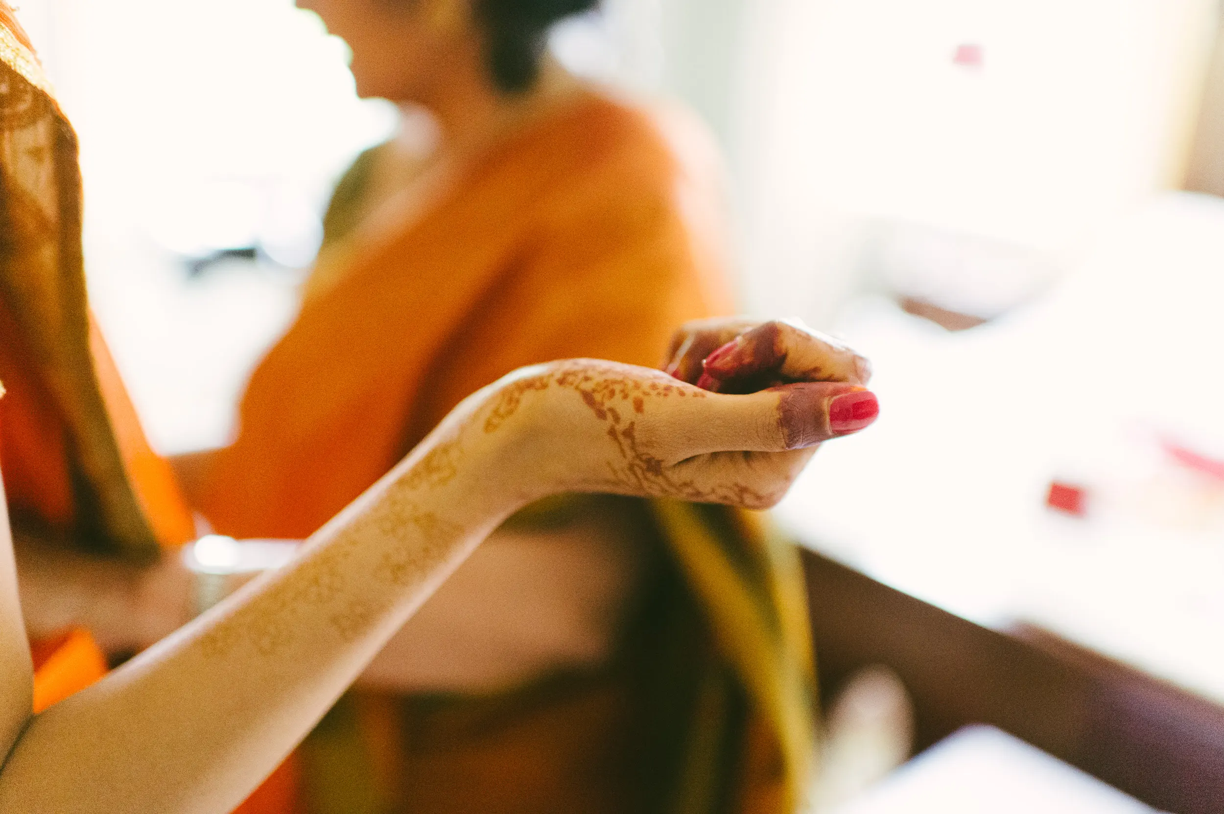 Bride and groom's hands during Hindu wedding, West Midlands wedding photography