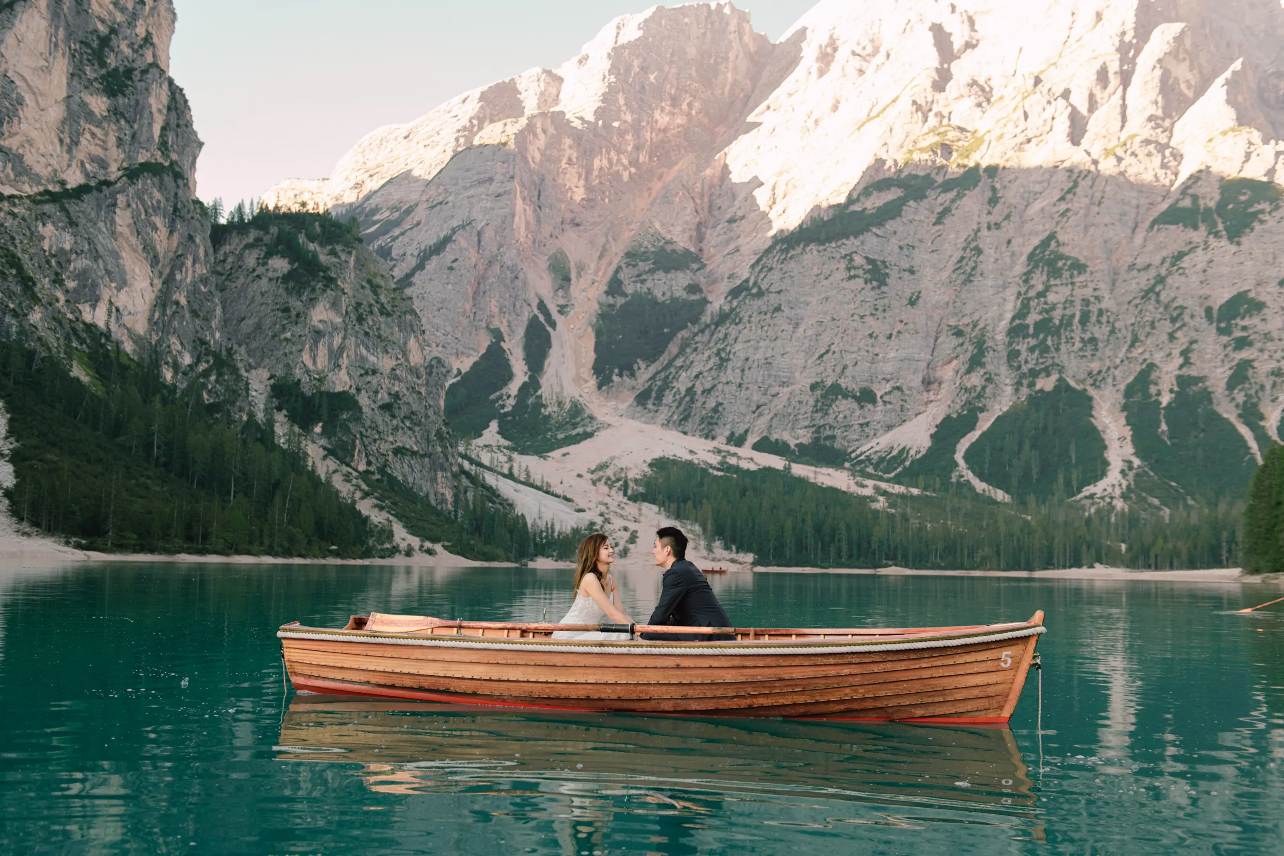 Dolomites pre-wedding photography with dramatic alpine peaks