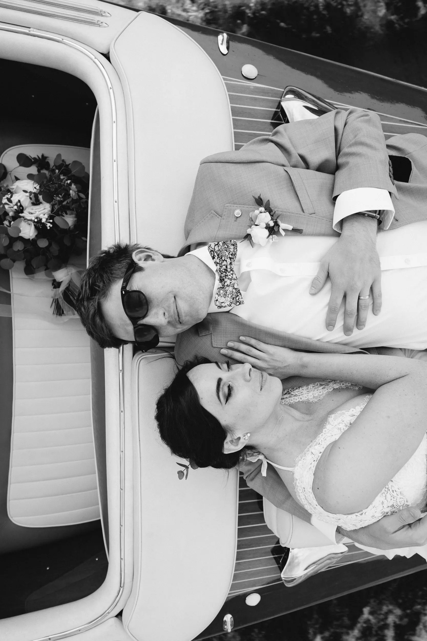 Elegant portrait of couple at Lake Como villa terrace