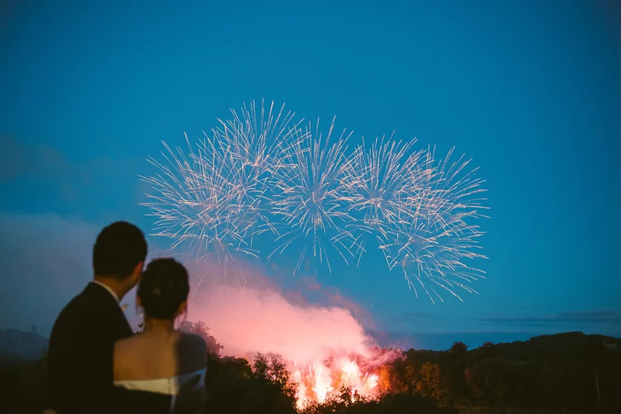 Photo of the wedding fireworks in EastNor Castle in Herefordshire (photo credit Janis Ratnieks)