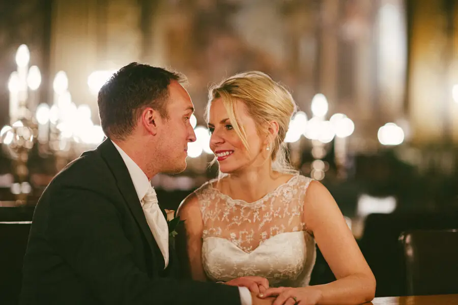 painted hall Old Navy College wedding portrait