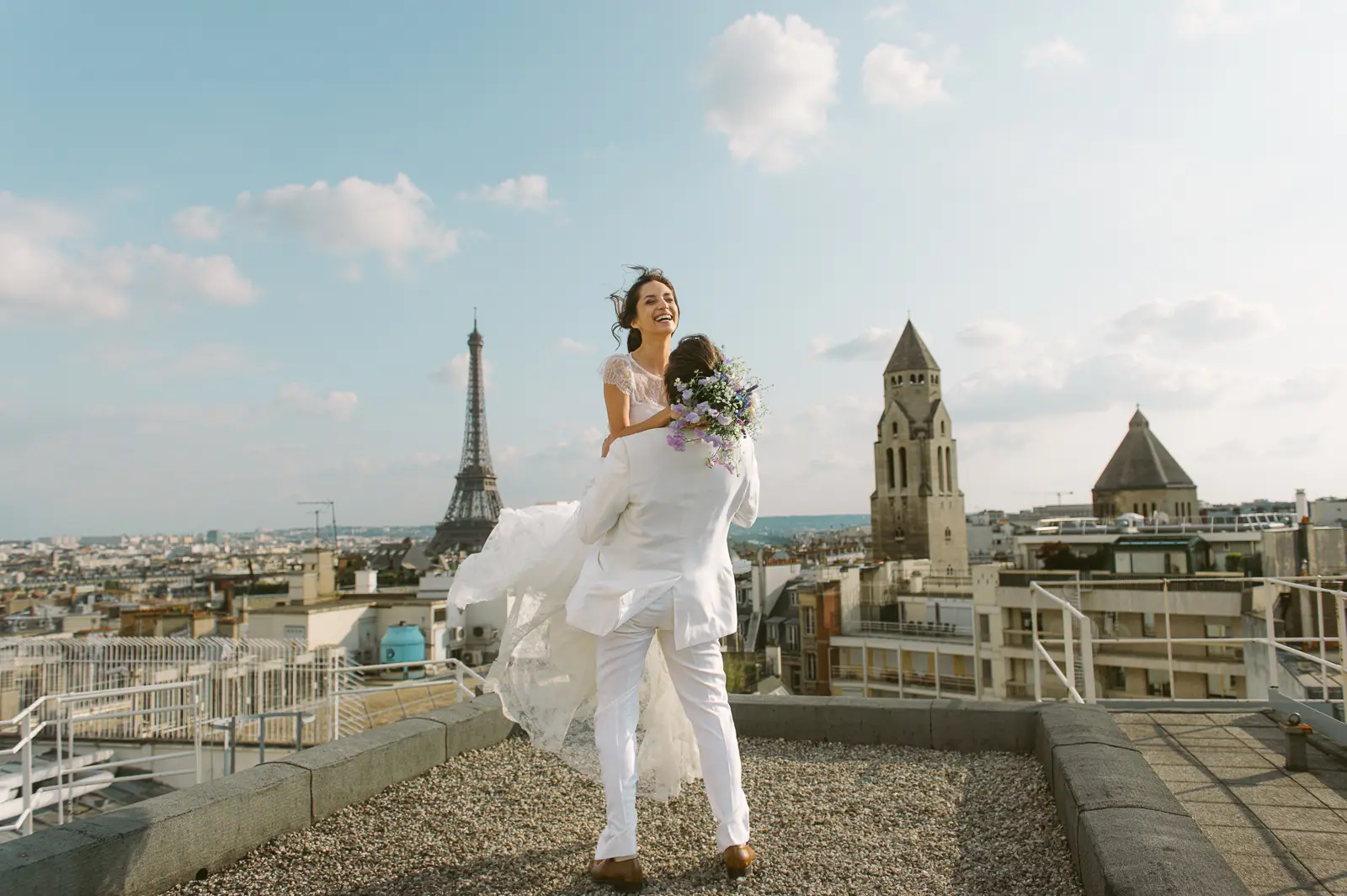 A breathtaking rooftop wedding photoshoot at the Four Seasons George V in Paris