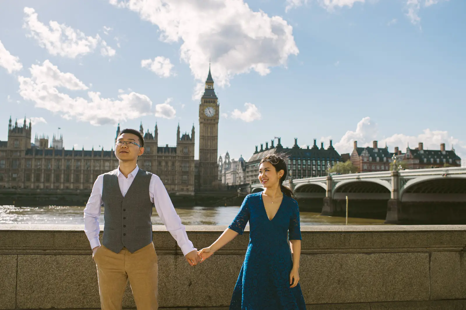 Pre-wedding photoshoot in London with classic editorial style