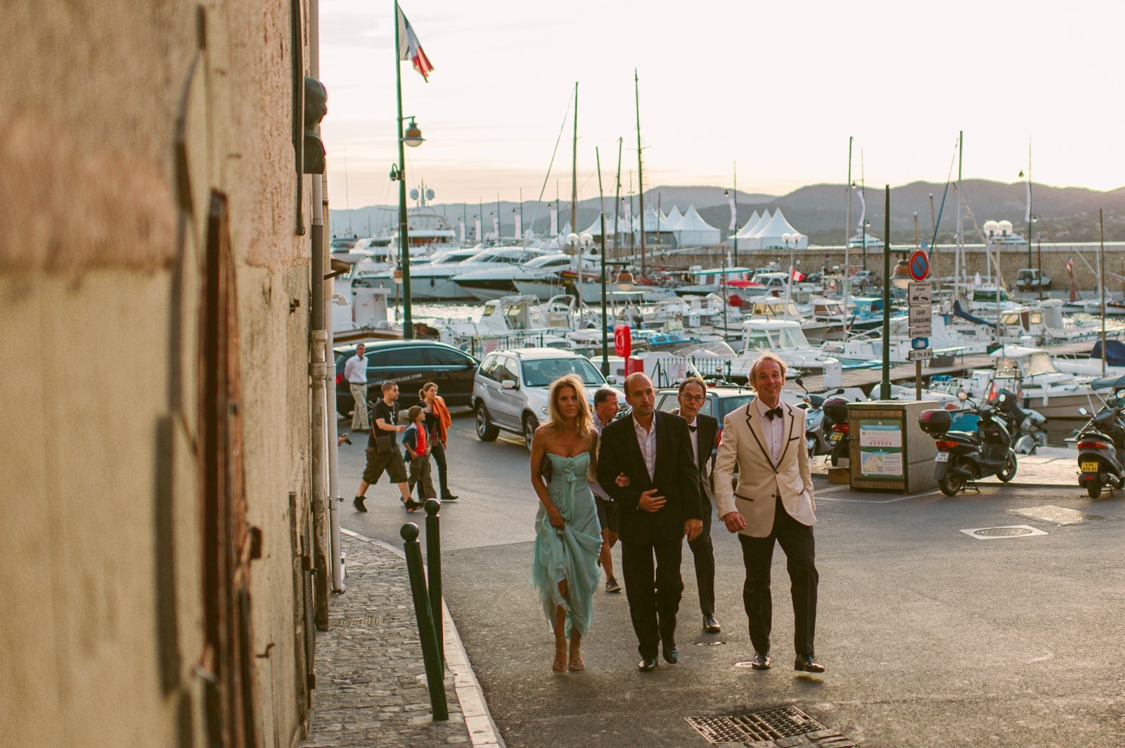 Night-time outdoor reception in Saint-Tropez city centre