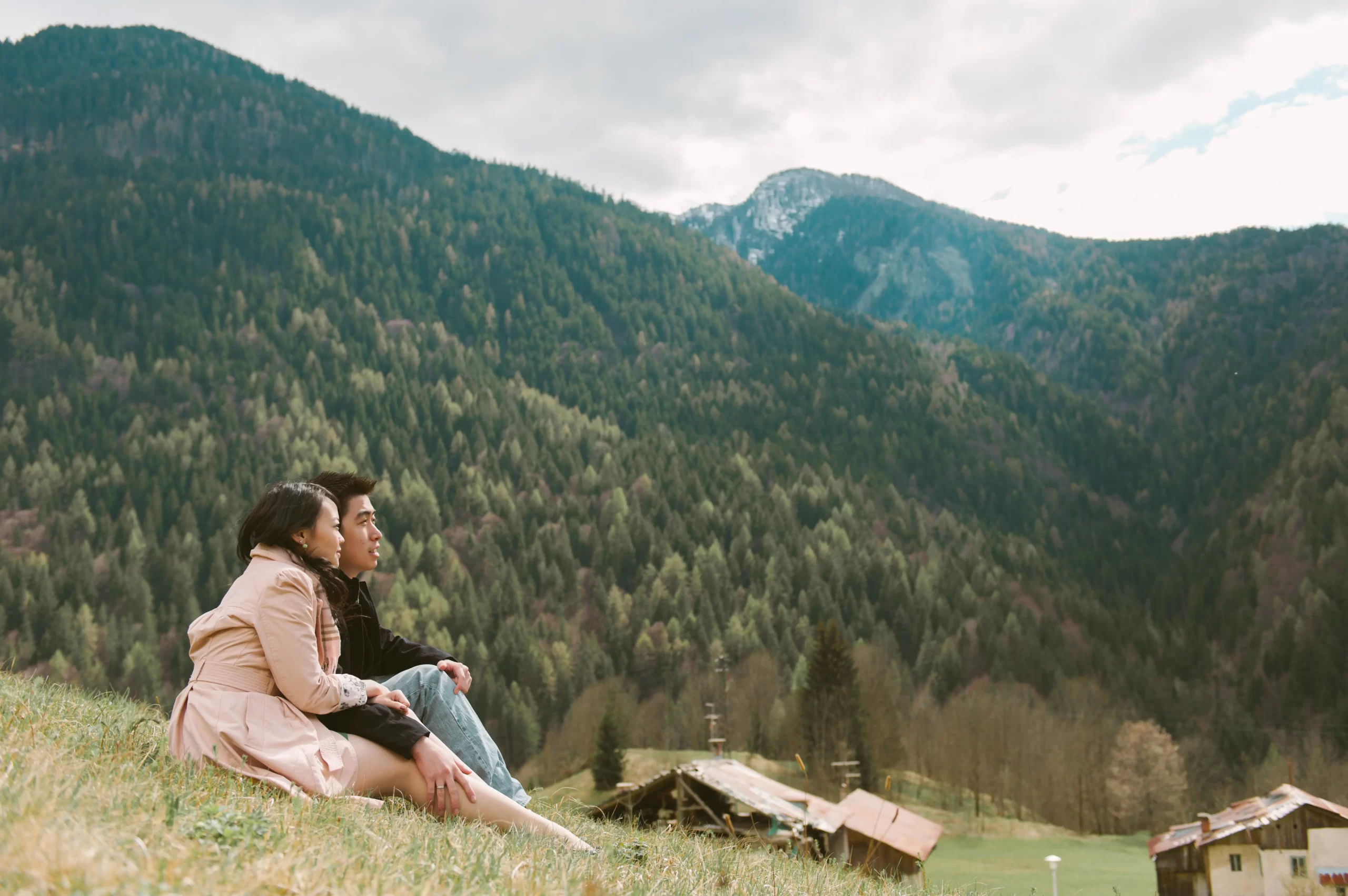 Dolomites mountainscape during a pre-wedding session