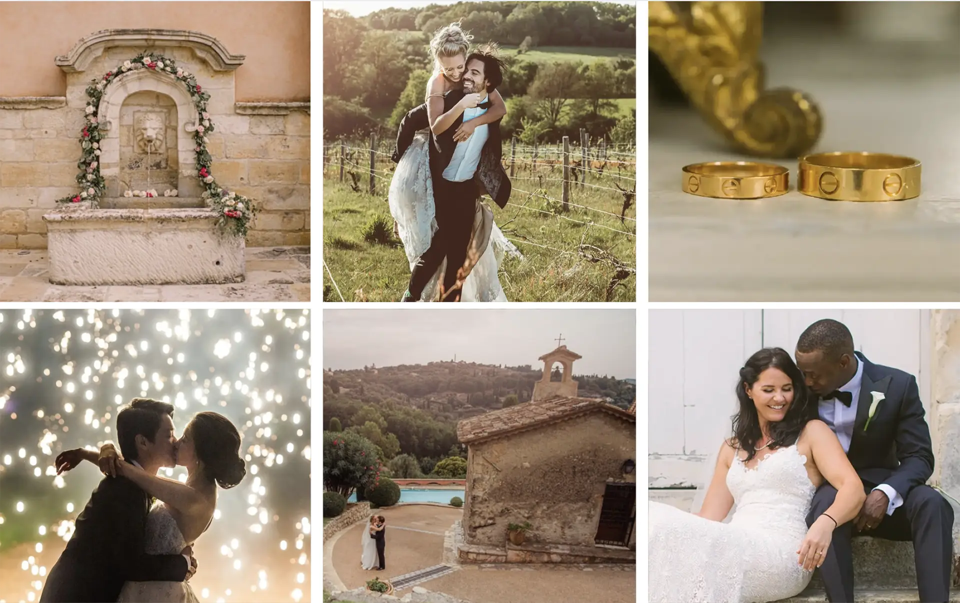 Collage of wedding photography in Antibes — Old Town, Cap d’Antibes, golden hour portraits