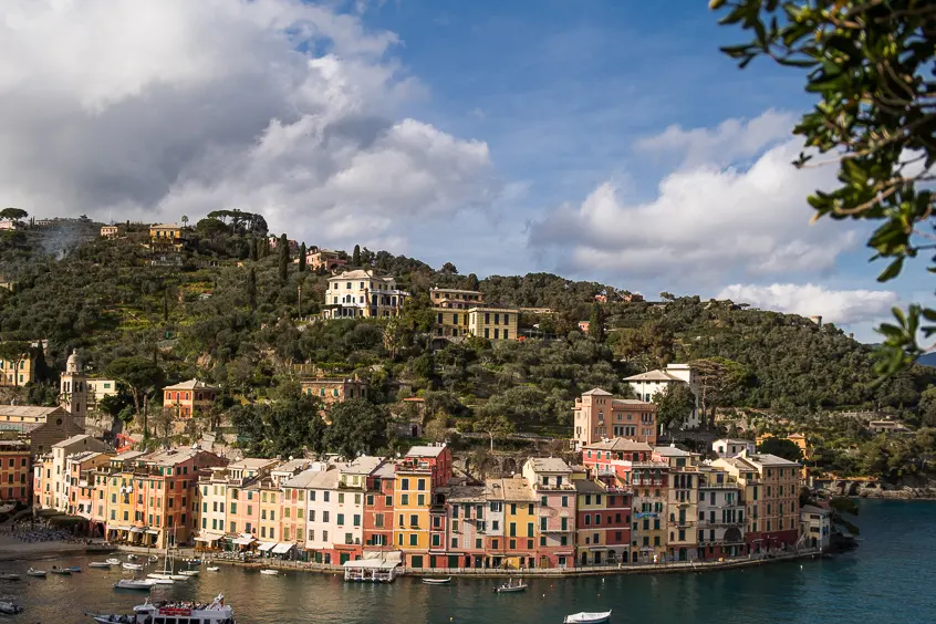 Portofino harbour with colourful houses and boats on the Italian Riviera