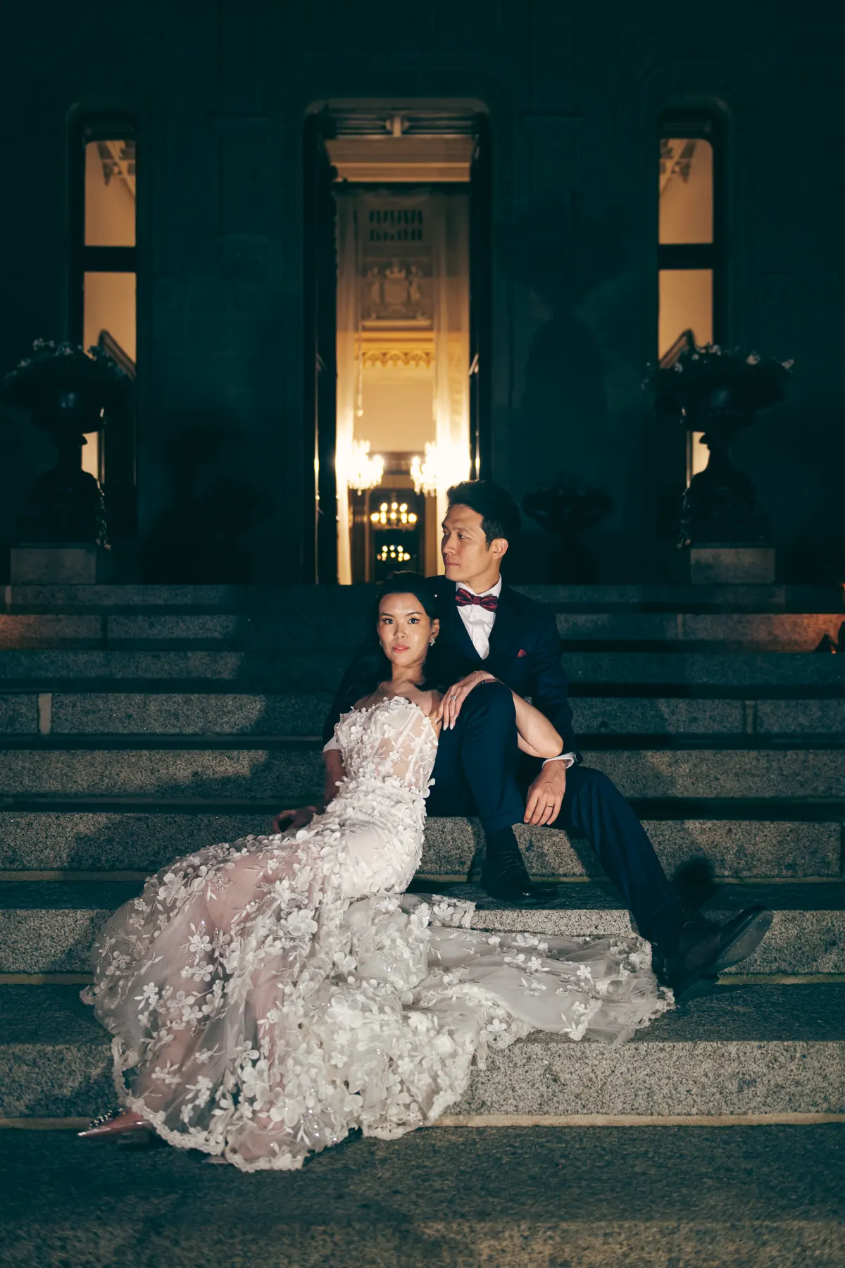 Bride and groom portrait at a luxury South of France wedding venue