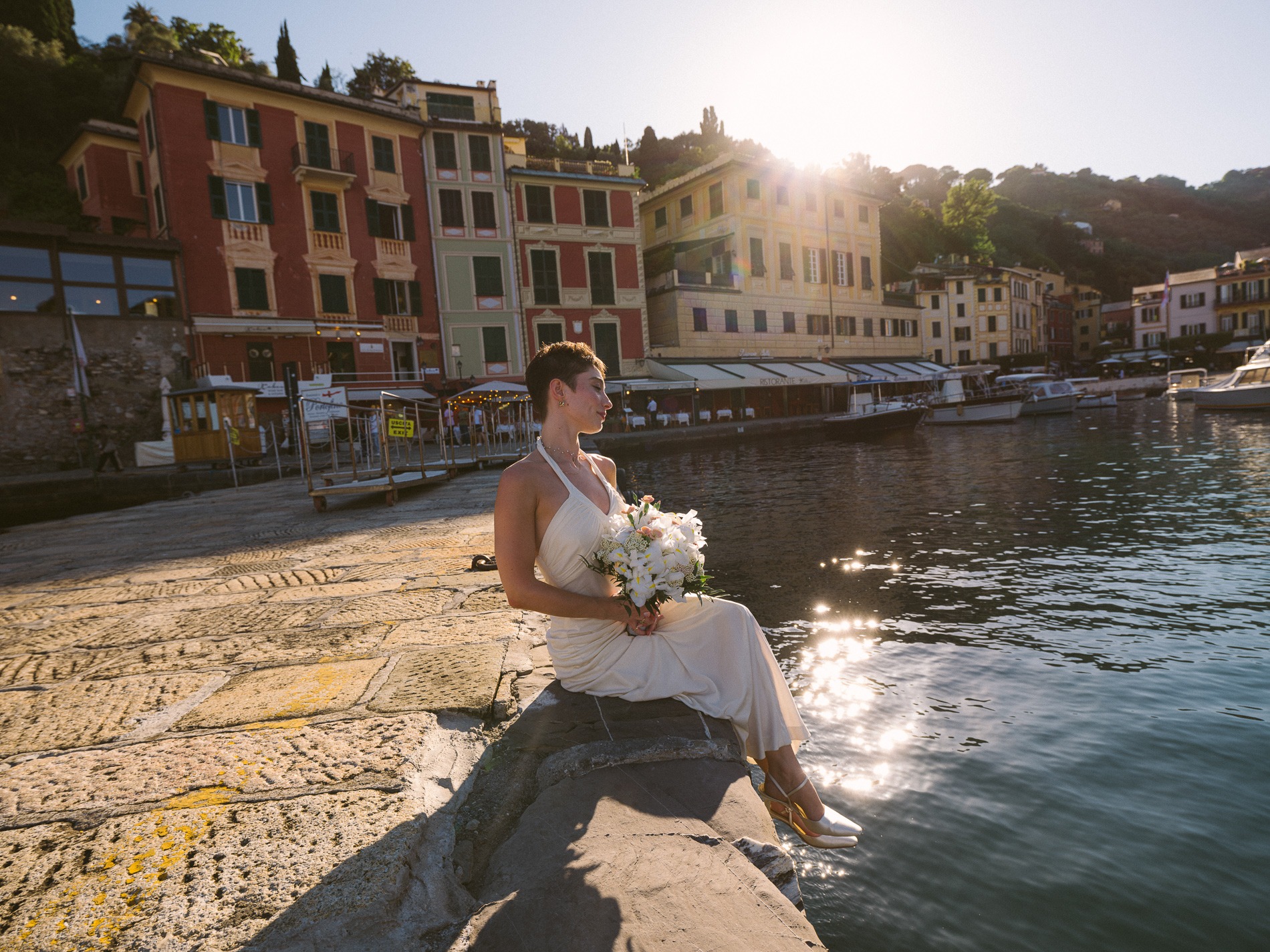 Wedding couple in Portofino on the Italian Riviera photographed by Janis Ratnieks